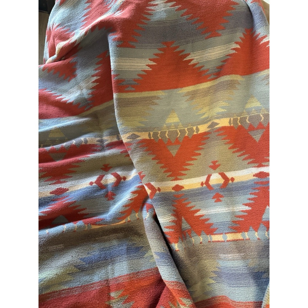 90's RALPH LAUREN RIO GRANDE SERAPE AZTEC‎ COTTON THROW BLANKET 66x90" - Picture 3 of 4